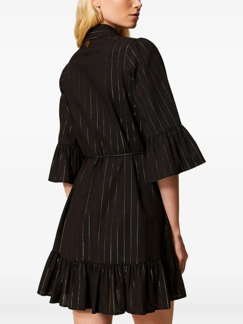TWINSET pinstriped ruffled mini dress - Black