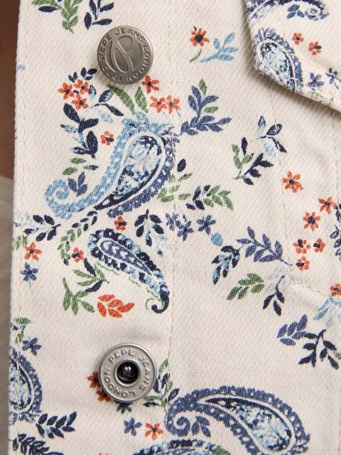 Pepe Jeans kurtka jeansowa REGULAR JACKET PAISLEY damska kolor beżowy przejściowa PL402409