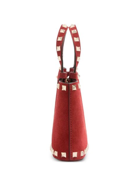 Valentino Garavani Rockstud mini suede shopping bag - Red