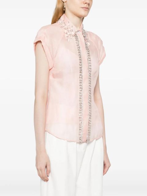 ZIMMERMANN Matchmaker Diamante linen-blend blouse - Pink