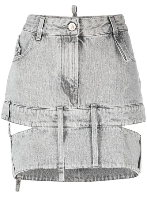 The Attico cut-out denim mini skirt - Grey - zdjęcie produktu nr 1