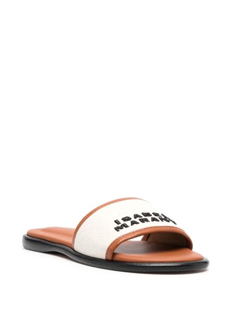ISABEL MARANT Vikee logo cotton slides - Neutrals - zdjęcie produktu nr 2