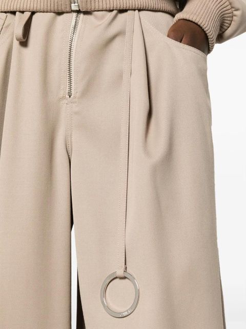 The Attico embellished wide-leg wool trousers - Brown