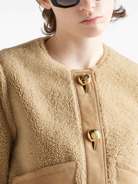 Prada shearling cropped jacket - Neutrals