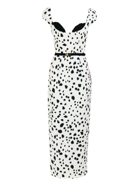 Rowen Rose dalmatian-pattern bra-detail belt dress - White - zdjęcie produktu nr 1