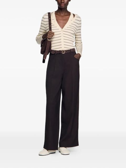 SANDRO striped V-neck cardigan - Neutrals - zdjęcie produktu nr 2