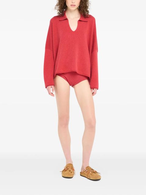 Alanui polo-collar sweater - Red