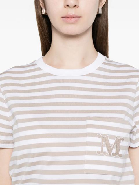 Max Mara striped chest-pocket T-shirt - White