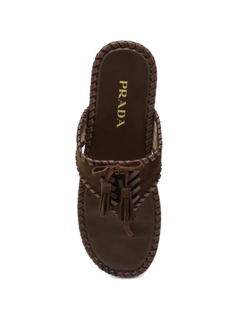 Prada suede flat sandals - Brown