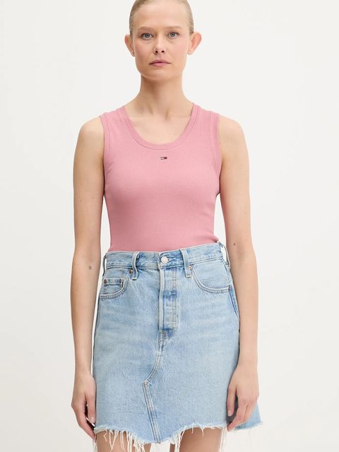 Tommy Jeans top kolor różowy DW0DW20673