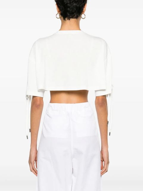PINKO lace-up cropped T-shirt - White