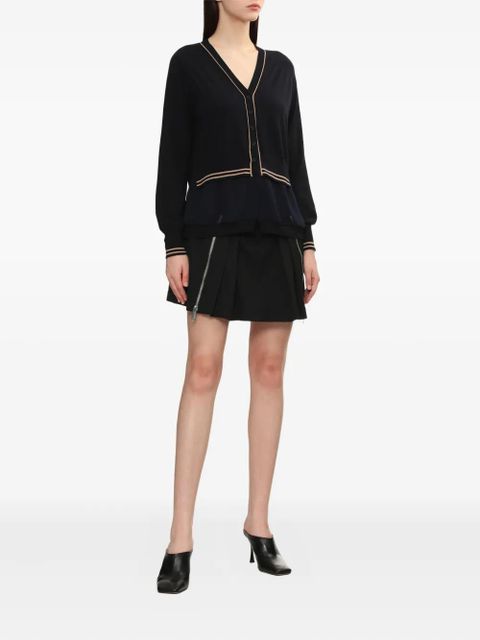 3.1 Phillip Lim chiffon-hem V-neck wool cardigan - Blue