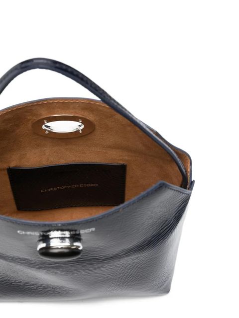 Christopher Esber Turnlock patent-leather mini tote bag - Blue