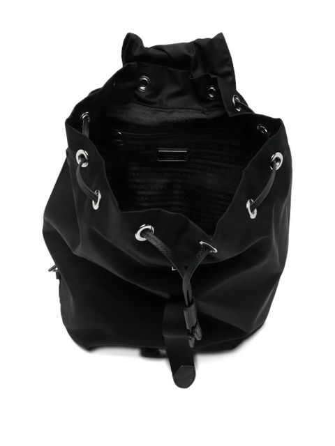 Prada logo plaque drawstring backpack - Black