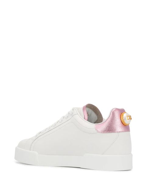 Dolce & Gabbana Portofino logo-tag leather sneakers - White