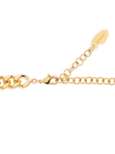 Off-White curb-chain logo-plaque necklace - Gold
