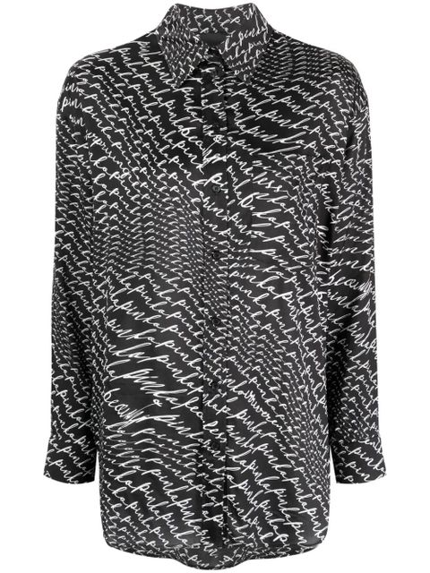 PINKO logo-print spread-collar shirt - Black - zdjęcie produktu nr 1