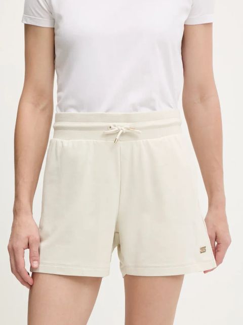 EA7 Emporio Armani szorty damskie kolor beżowy gładkie medium waist AF13135.7W000079