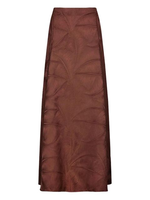 Johanna Ortiz Encanto De Isla palm-jacquard midi skirt - Brown - zdjęcie produktu nr 1