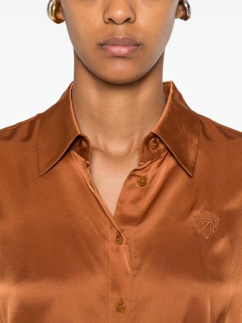 ZIMMERMANN embroidered silk shirt - Orange