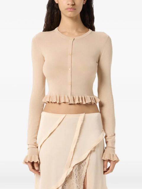 Blumarine ruffled cardigan - Neutrals