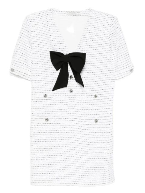 Alessandra Rich bow-detail tweed dress - White - zdjęcie produktu nr 1