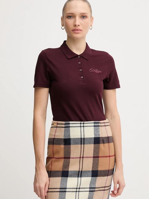 Tommy Hilfiger polo damski kolor bordowy WW0WW47312 - zdjęcie produktu nr 1
