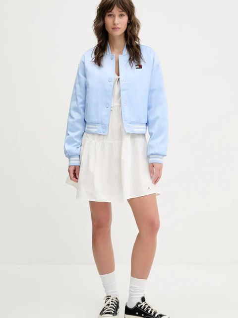 Tommy Jeans sukienka bawełniana kolor biały mini rozkloszowana DW0DW20341