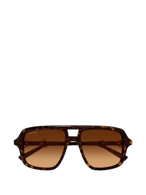 Gucci Eyewear horsebit-detail square-frame sunglasses - Brown - zdjęcie produktu nr 1