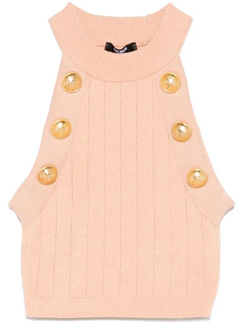 Balmain halterneck knitted crop top - Pink - zdjęcie produktu nr 1