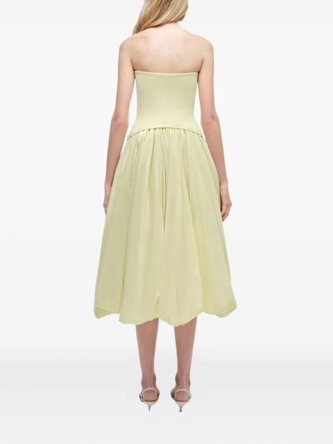 Simkhai strapless balloon-skirt midi day dress - Yellow