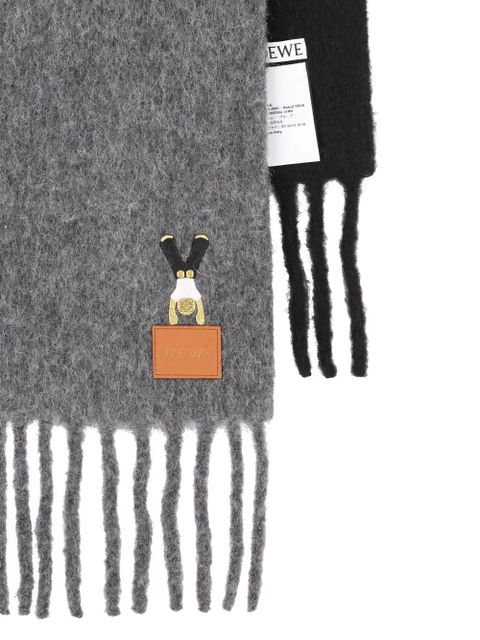 LOEWE fringed wool scarf - Grey - zdjęcie produktu nr 2