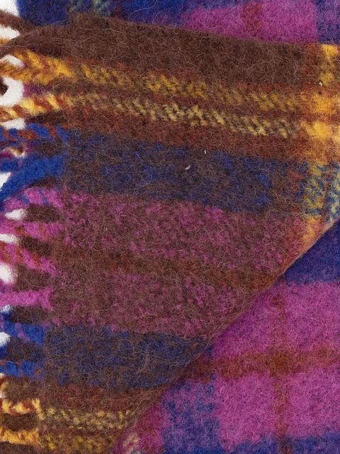 Vivienne Westwood tartan logo-detail scarf - Blue