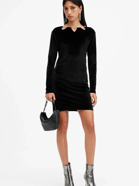 AllSaints sukienka REGINA kolor czarny mini dopasowana W172DB