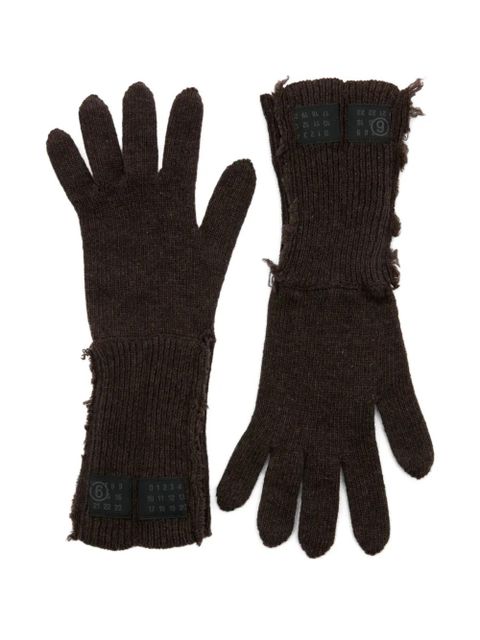 MM6 Maison Margiela ribbed-knit gloves - Brown - zdjęcie produktu nr 1