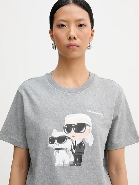 Karl Lagerfeld t-shirt bawełniany IKON damski kolor szary A3W17077