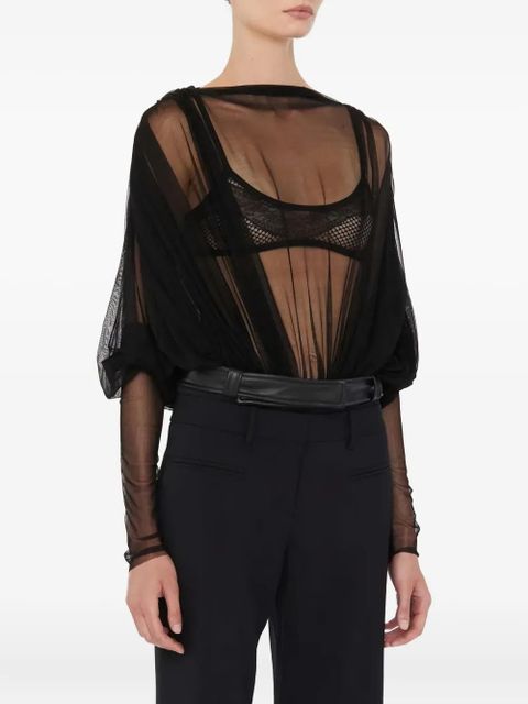 Christopher Esber sheer draped bodysuit - Black - zdjęcie produktu nr 2
