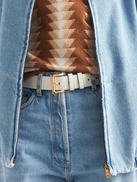 Prada triangle-logo leather belt - White