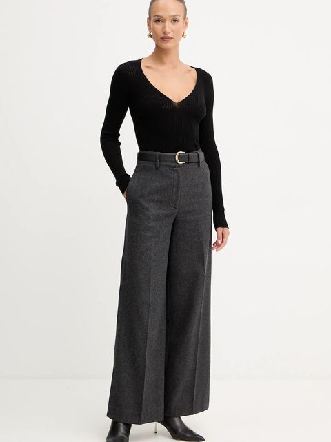 Twinset sweter wełniany damski kolor czarny lekki 252TT3110