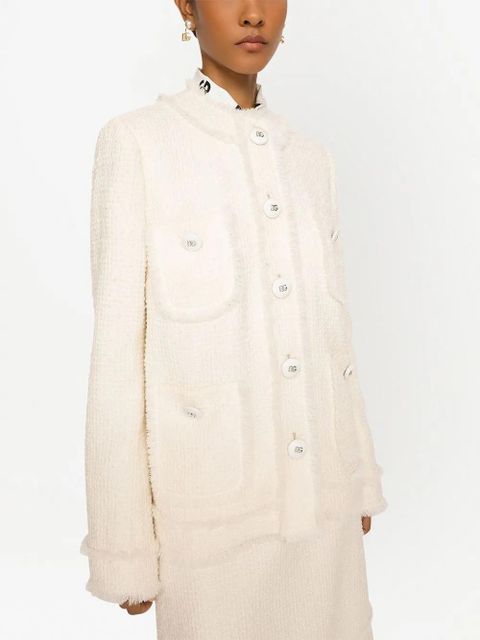 Dolce & Gabbana single-breasted tweed jacket - Neutrals