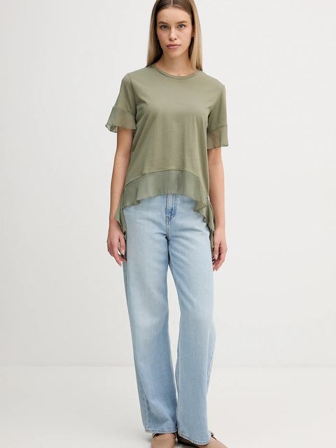 Sisley t-shirt bawełniany damski kolor zielony 3WHCL107U - zdjęcie produktu nr 2