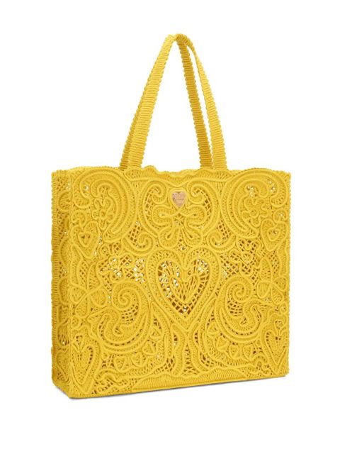 Dolce & Gabbana Beatrice lace-detail tote bag - Yellow