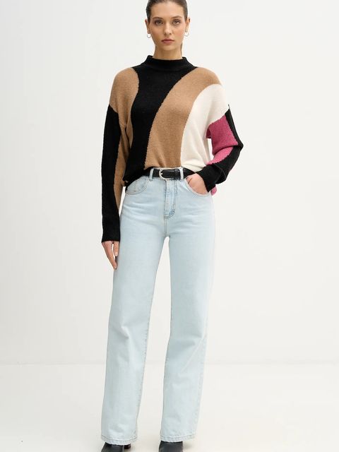 United Colors of Benetton sweter z dodatkiem wełny damski kolor czarny lekki 11CZE10ER - zdjęcie produktu nr 2