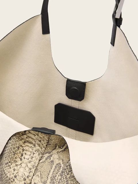 AllSaints torebka skórzana kolor beżowy W652XD