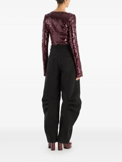 ROTATE BIRGER CHRISTENSEN sequin-embellishment V-neck top - Red