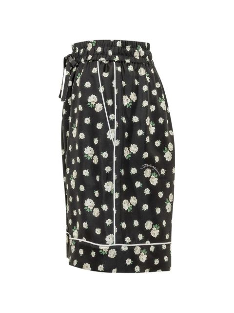 Dolce & Gabbana floral-print silk shorts - Black