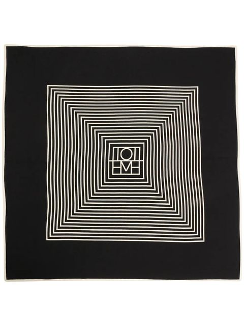 TOTEME stripe print scarf - Black