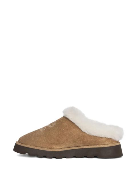 Zadig&Voltaire embroidered fur-trimmed mules - Brown