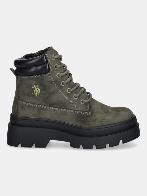 U.S. Polo Assn. botki SHONA001 damskie kolor zielony na płaskim obcasie SHONA001W/EHY1 - zdjęcie produktu nr 2