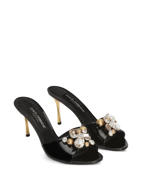 Dolce & Gabbana 75mm crystal-embellished heeled mules - Black